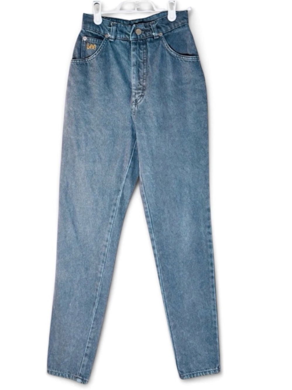 Vintage 80s Lee High Waisted Tapered Leg Mom Jeans Size 28 Thick Blue